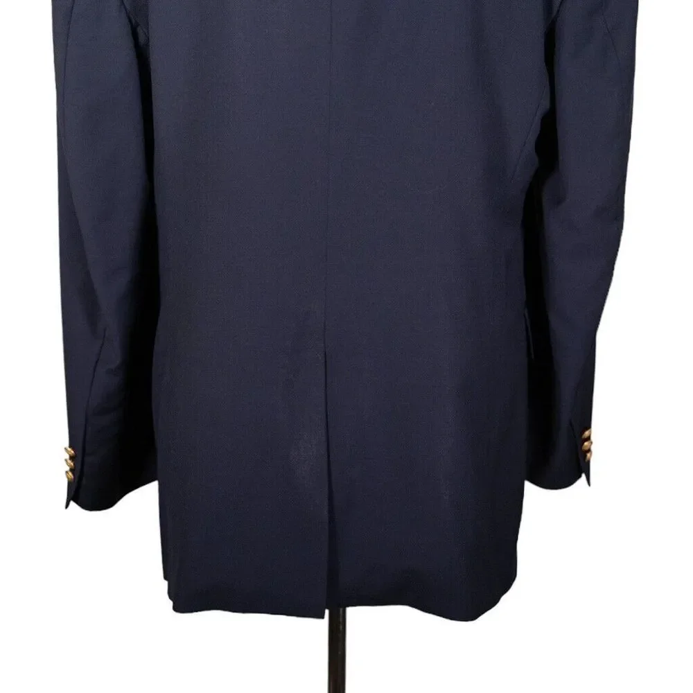 Jos. A. Bank Mens Blazer Blue 100% Wool Gold 2 Button Suit Jacket Sport Coat 44L